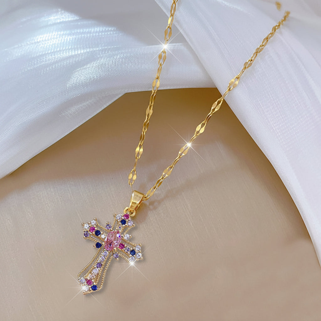 Halskette Kreuzanhänger Gold Muttertagsgeschenk Schmuck