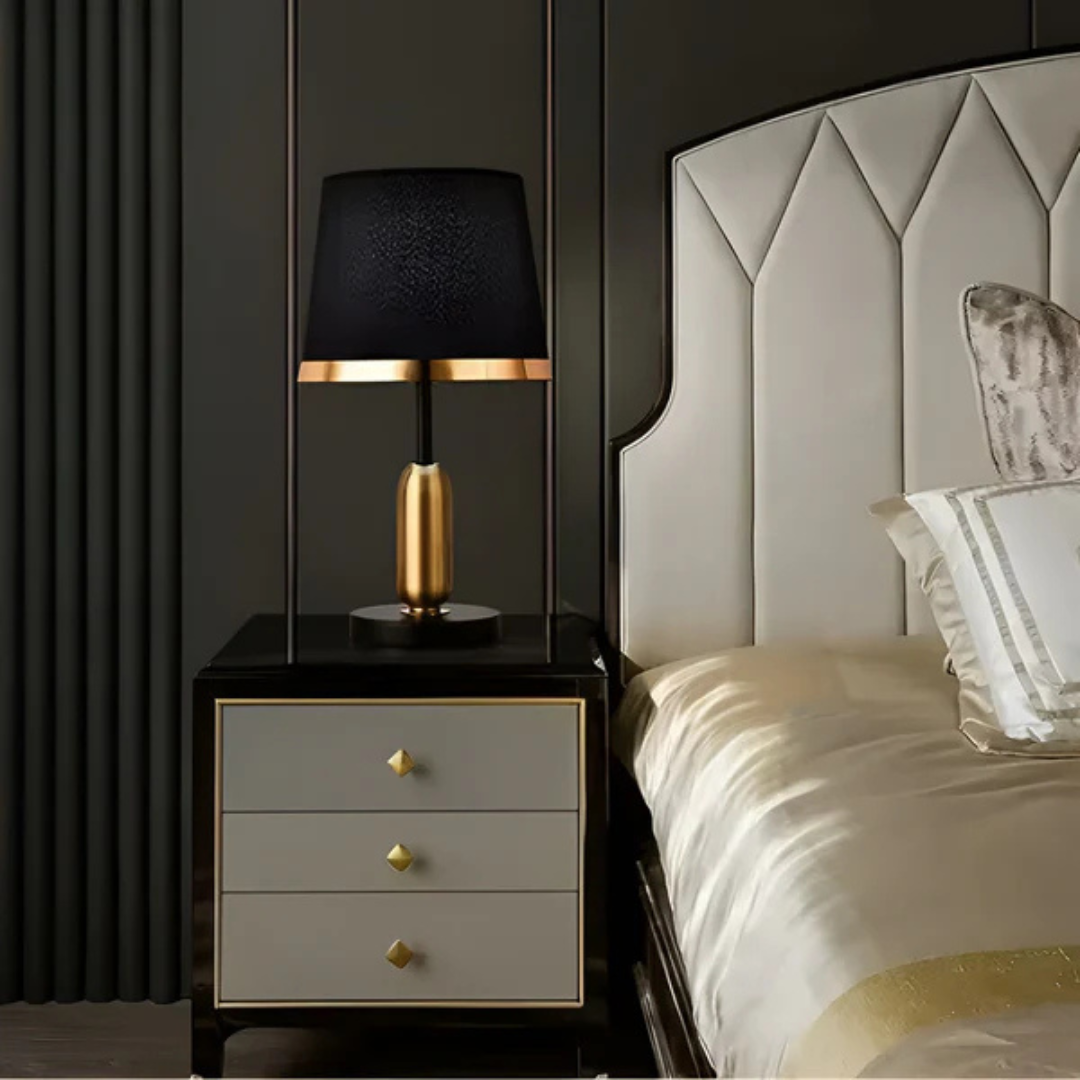 Lampada da tavolo vintage nera e oro | Luce d'accento moderna retrò