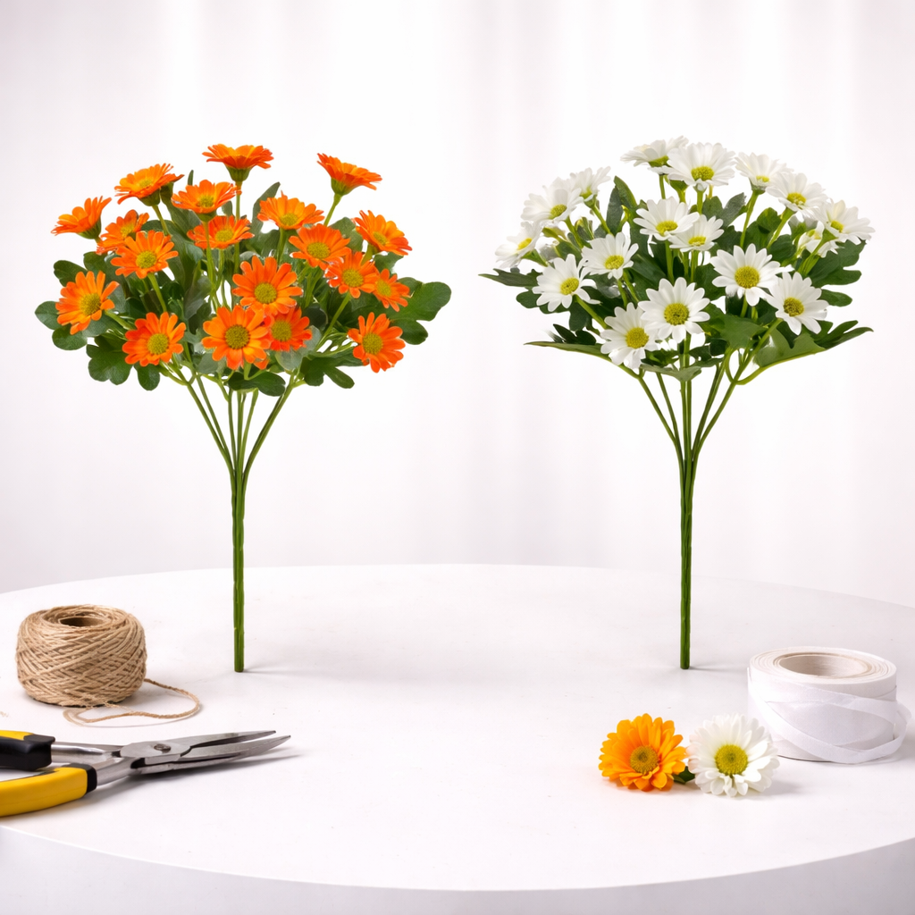 Flores Artificiais de Margarida Presente para o Dia da Mãe Decoração de Mesa para Casa