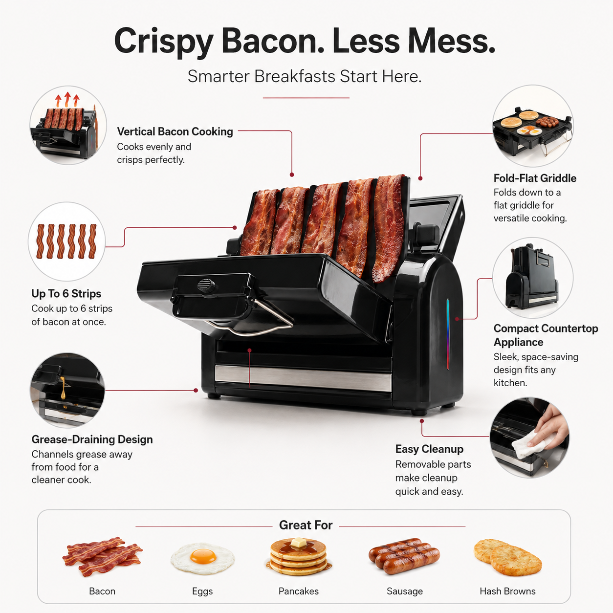 Vertikaler Speck-Toaster – gesundes Küchengerät für die Arbeitsfläche