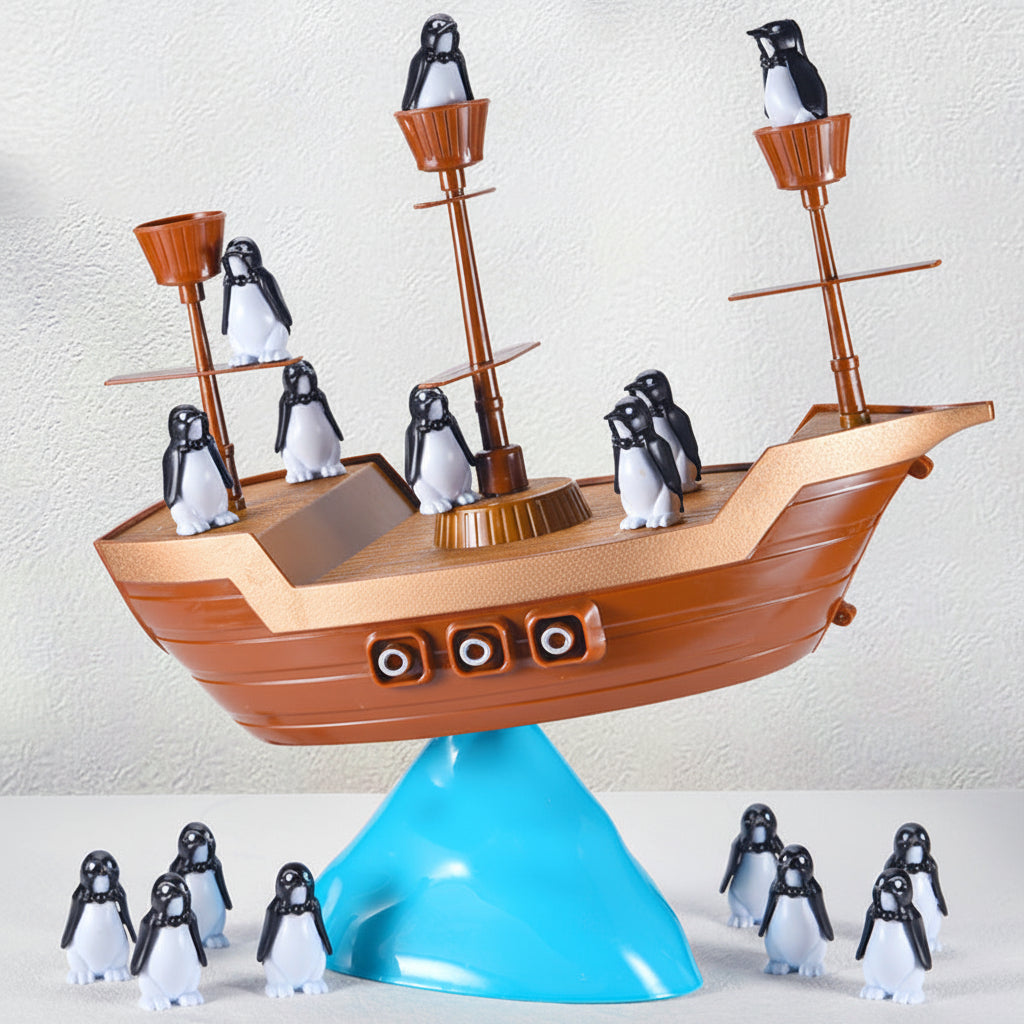 Jogo de Equilíbrio para Crianças Navio Pirata Pinguim Jogo de Empilhar
