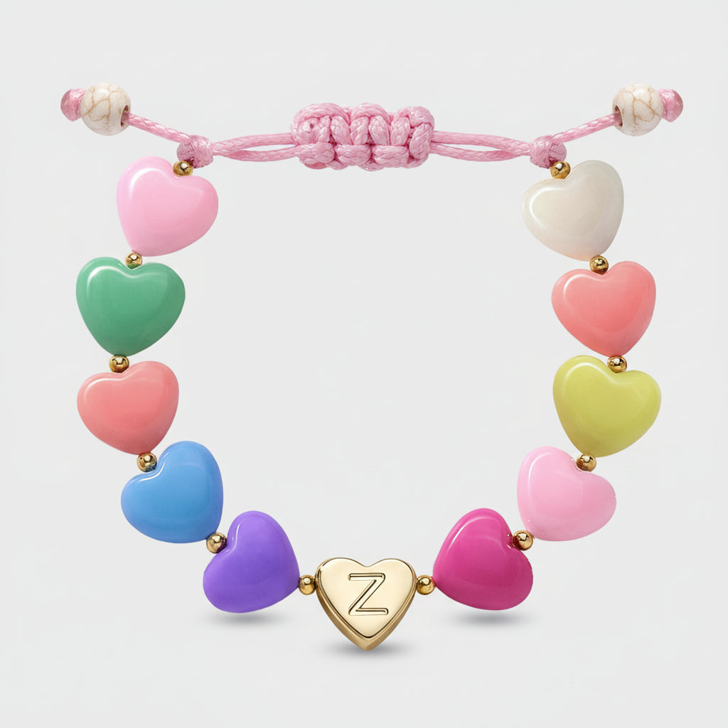 Armband Muttertag Personalisierbares Herz Perlen Verstellbares Initial Geschenk