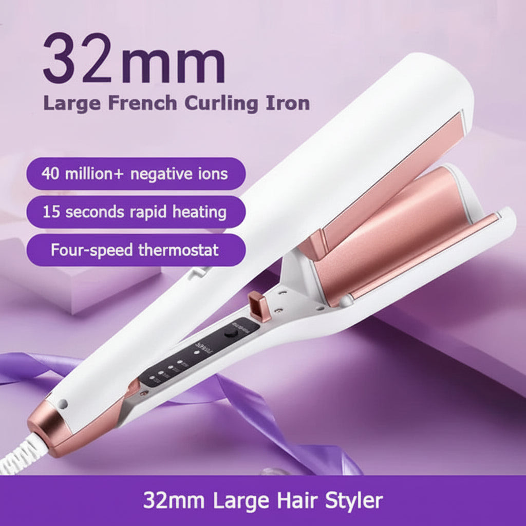 Rizador de cabello con plancha de ondas de cerámica de doble barril