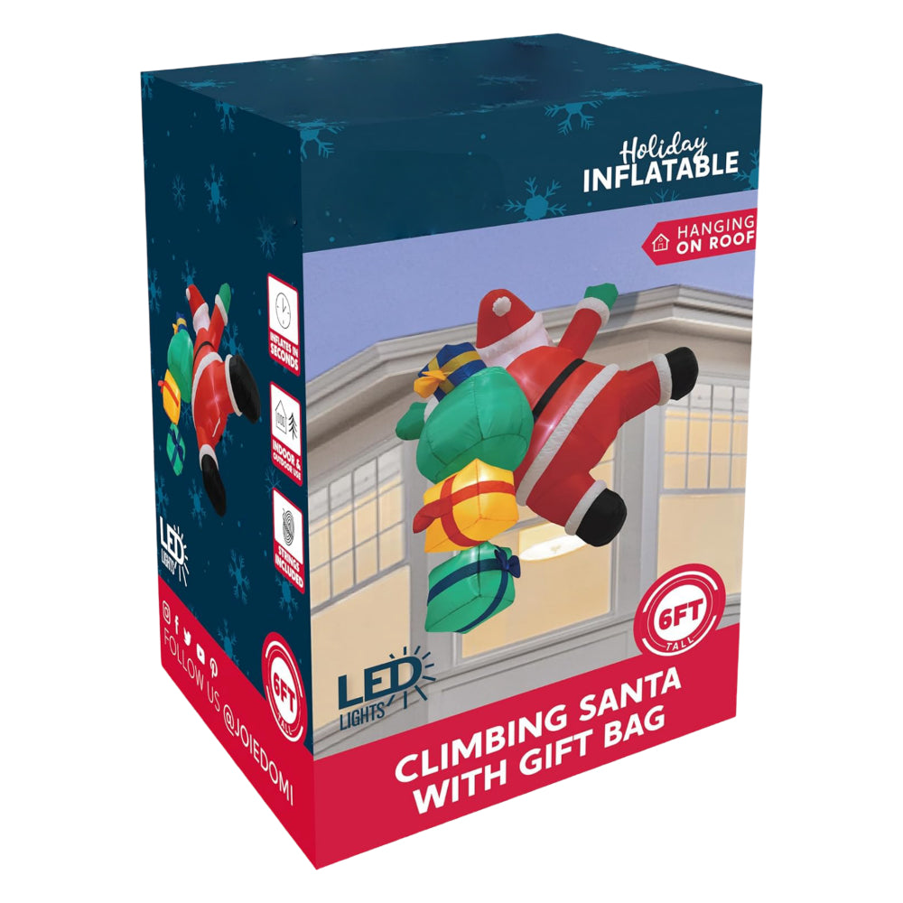 Babbo Natale Gonfiabile da Arrampicata con Luci LED Decorazione Esterna Natalizia
