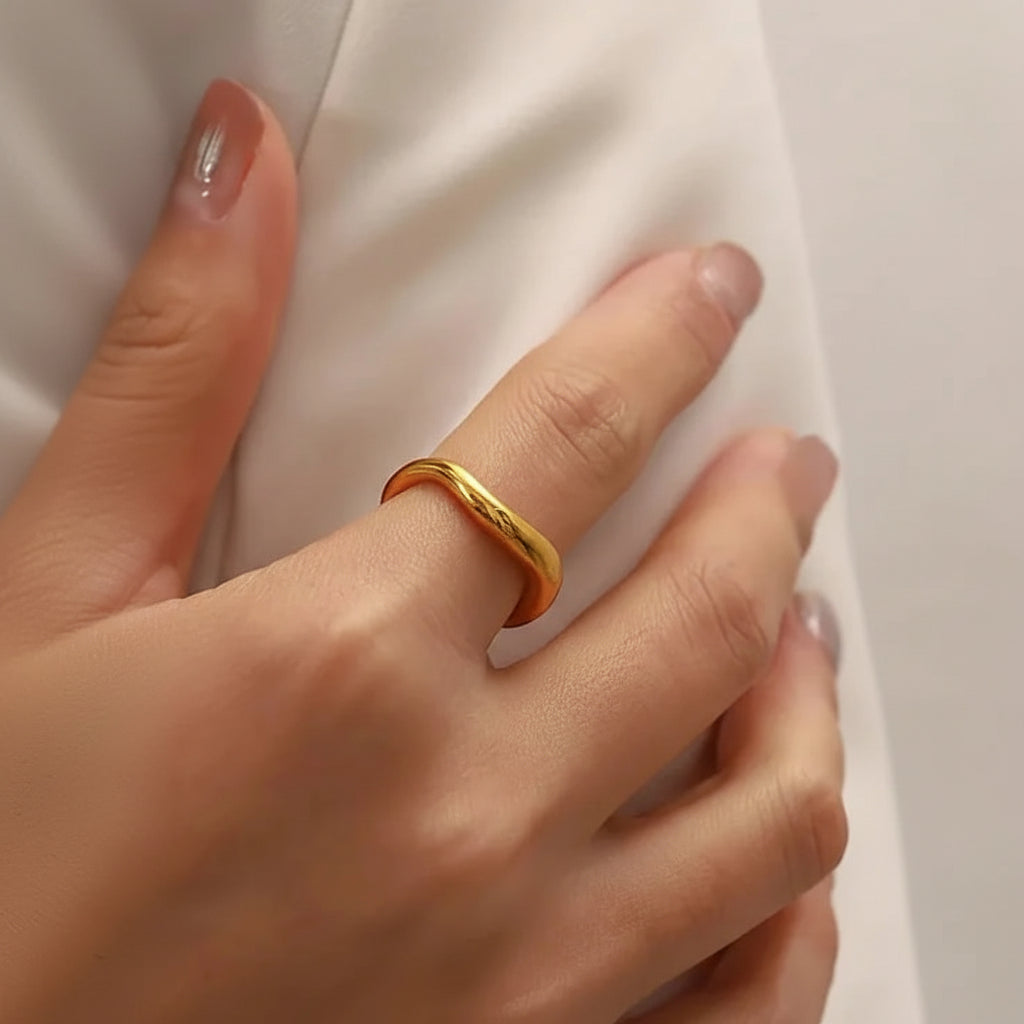 Anillo apilable de oro Banda minimalista de acero inoxidable para uso diario