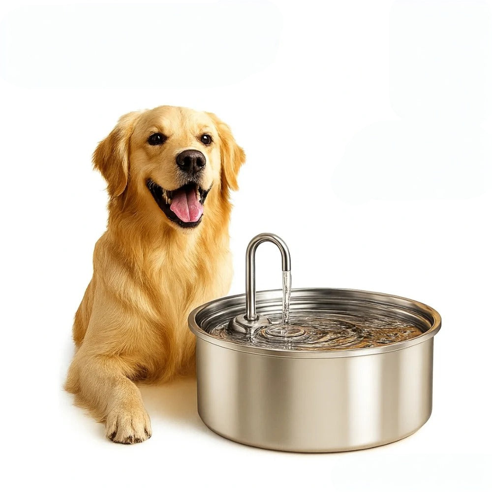 Fuente de agua para mascotas de acero inoxidable con bebedero automático