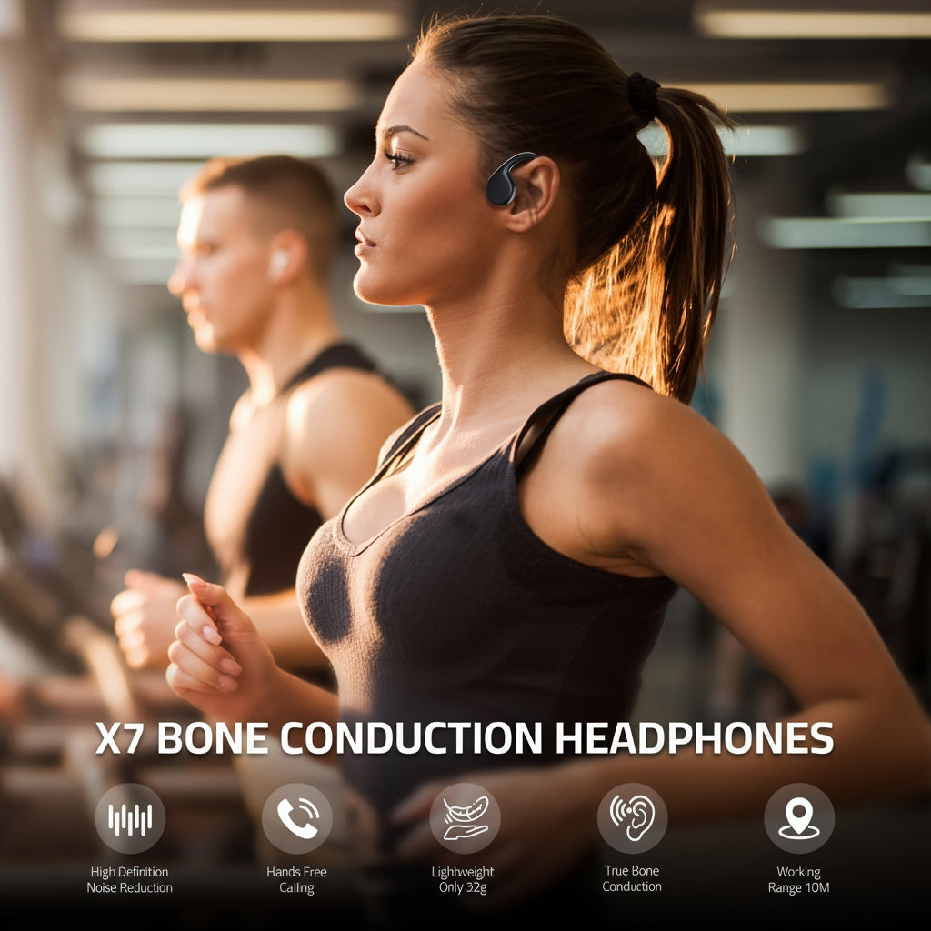 Auriculares Sem Fios por Condução Óssea USB com Carregamento Ouvido Aberto para Desporto
