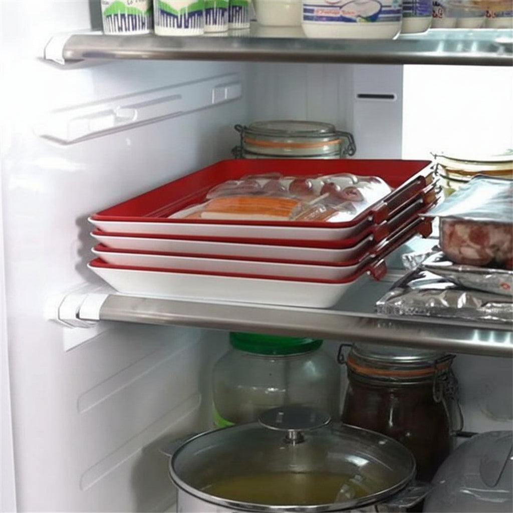 Bandeja para Almacenamiento de Alimentos Contenedor de Frescura de Cocina con Sello Elástico Reutilizable