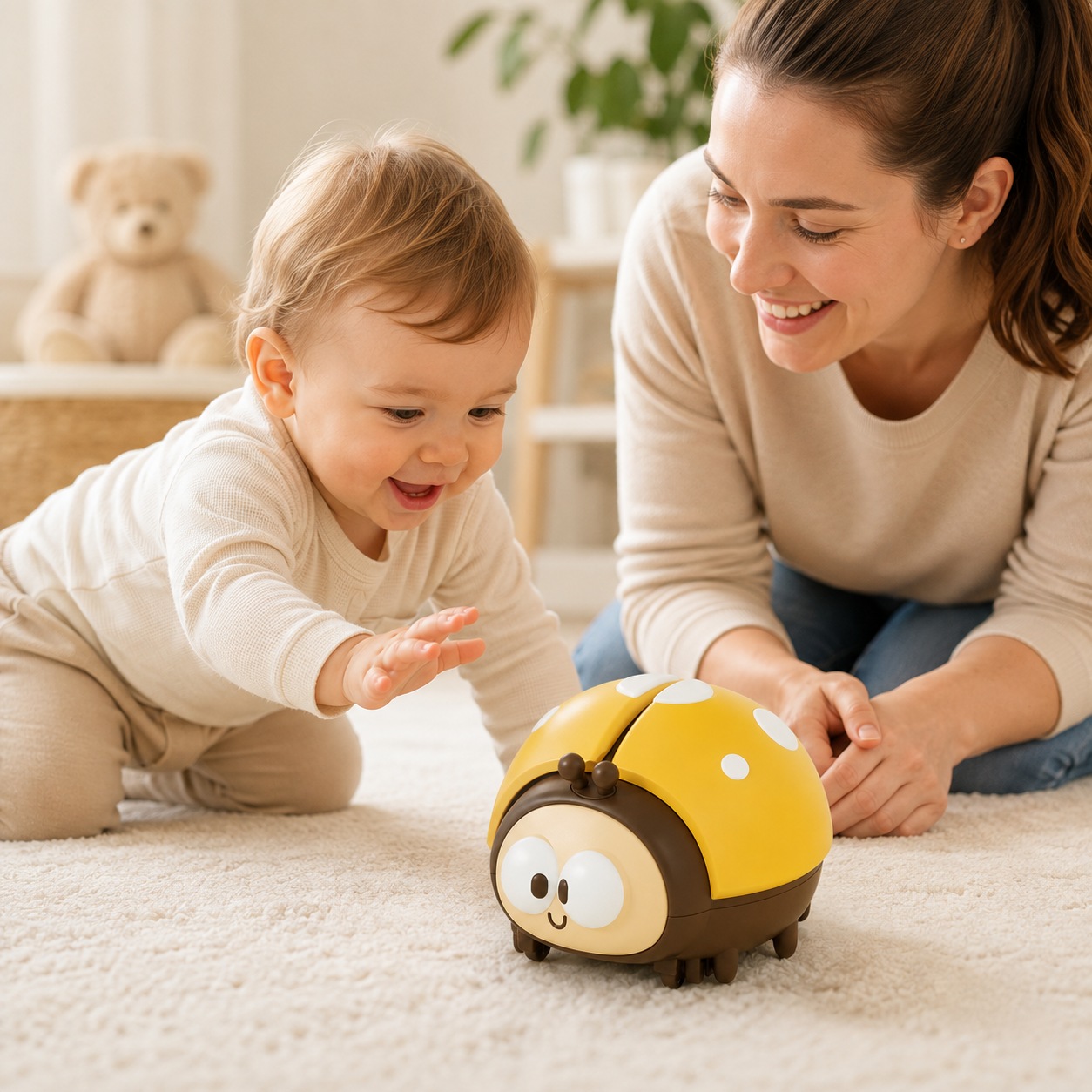 Interaktives, farbenfrohes, sicheres Babyspielzeug im lustigen Marienkäfer-Design