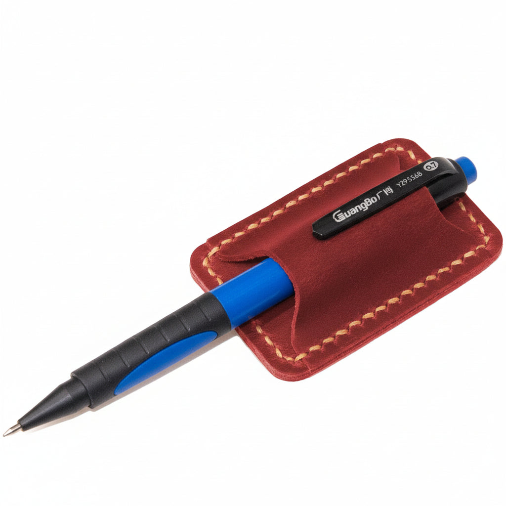Suporte para Canetas Clip para Diário em Pele Costura Manual Acessório em Couro de Grão Integral