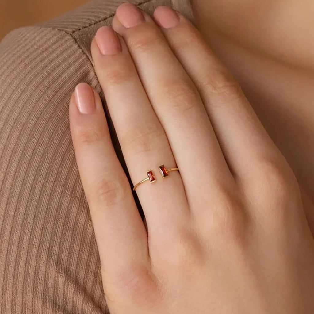 Verstellbarer Ring mit Geburtsstein, Gold, Zirkonia, Muttertagsgeschenk