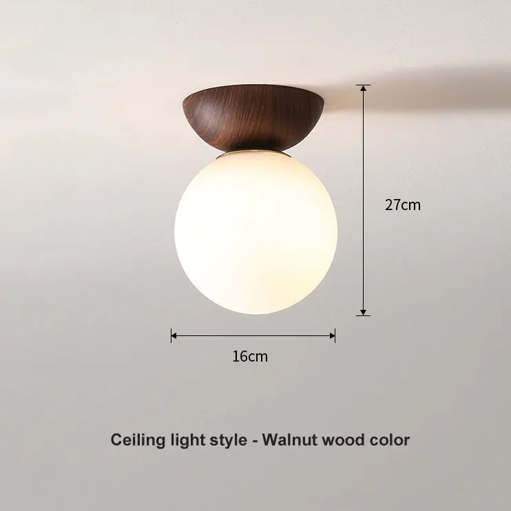 Lampada a Sospensione e da Soffitto a Sfera in Vetro Stile Nordico Moderno | Finitura Legno
