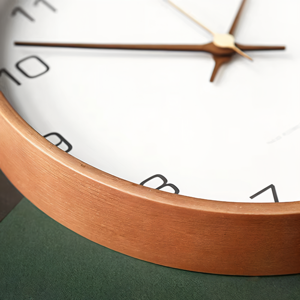 Orologio da parete silenzioso in legno rotondo stile nordico