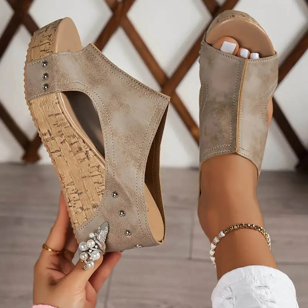 Sandali da donna con zeppa, platform, slip-on, scarpe estive casual
