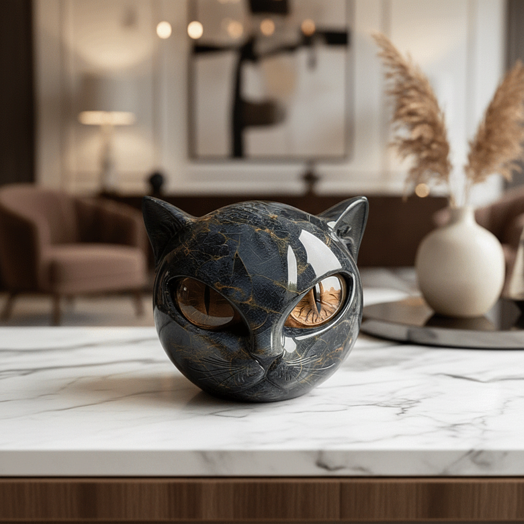 Decorative Cat Sculpture Unique Home Accent Modern Interiors - Image 5