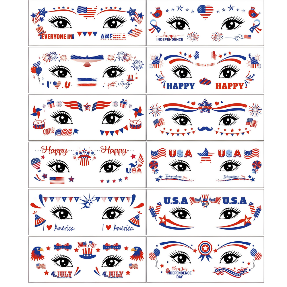 Weltmeisterschaft Gesichtsbemalung Aufkleber Wasserdicht USA-Flagge Gesichtsbemalung