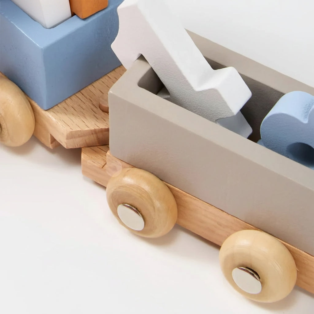 Wooden Train Set Fine Motor Skills Toy Interactive Learning - Image 5