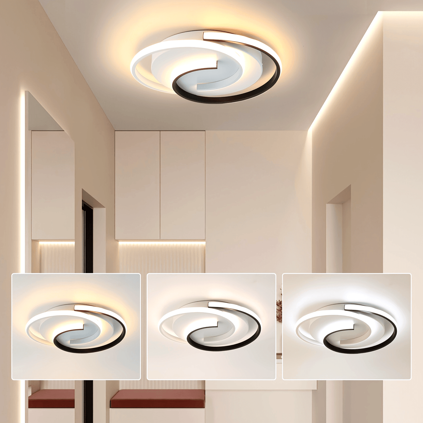 Moderne spiral LED loftlampe | Minimalistisk rund indbygningslampe