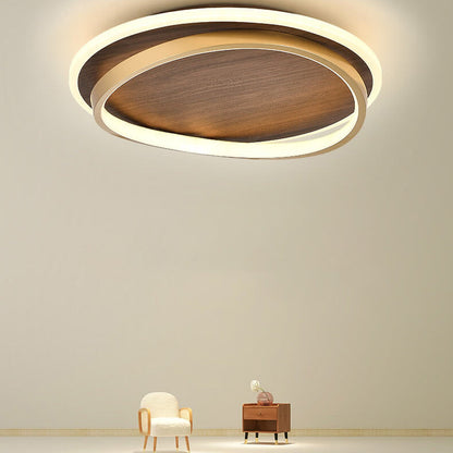 Lampada da soffitto moderna a LED | Design rotondo noce e oro