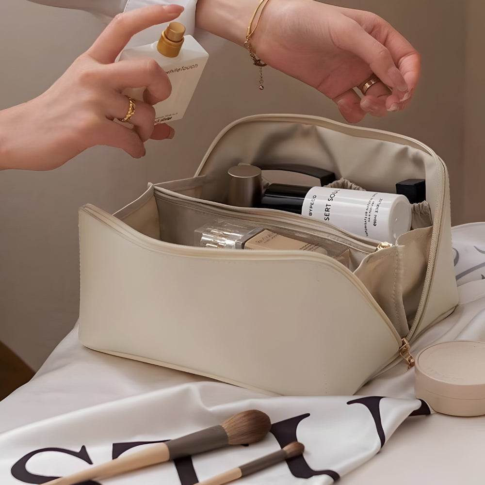 Makeup-pung Rejsearrangør PU Skal Kosmetiktaske Stor Kapacitet