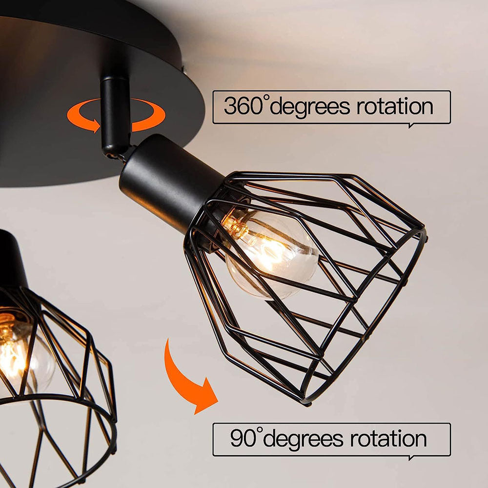 Industriel justerbar sort spotlight loftslampe | Vintage funktionalitet