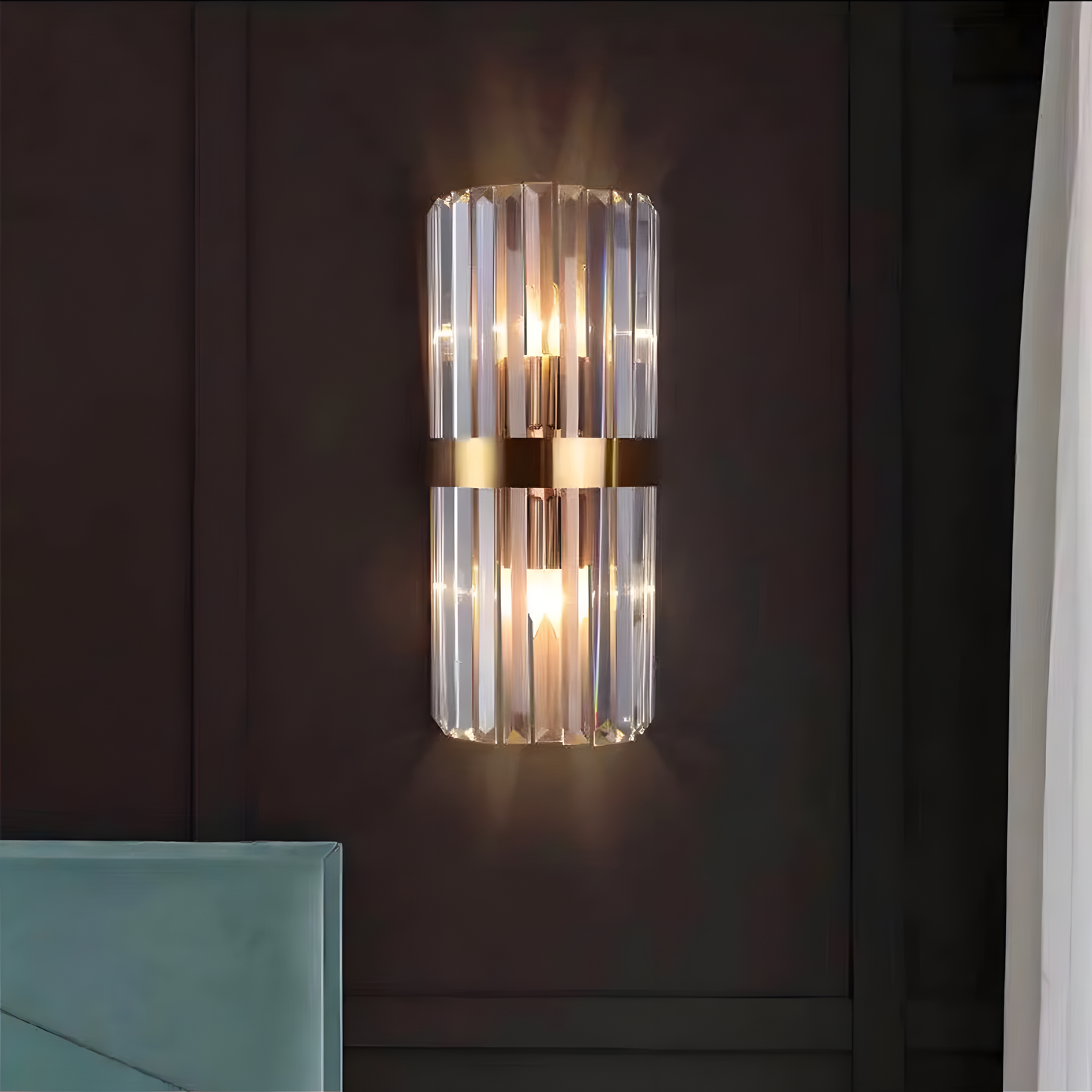 Lumină de perete din cristal | Aplica modernă de lux din oțel inoxidabil