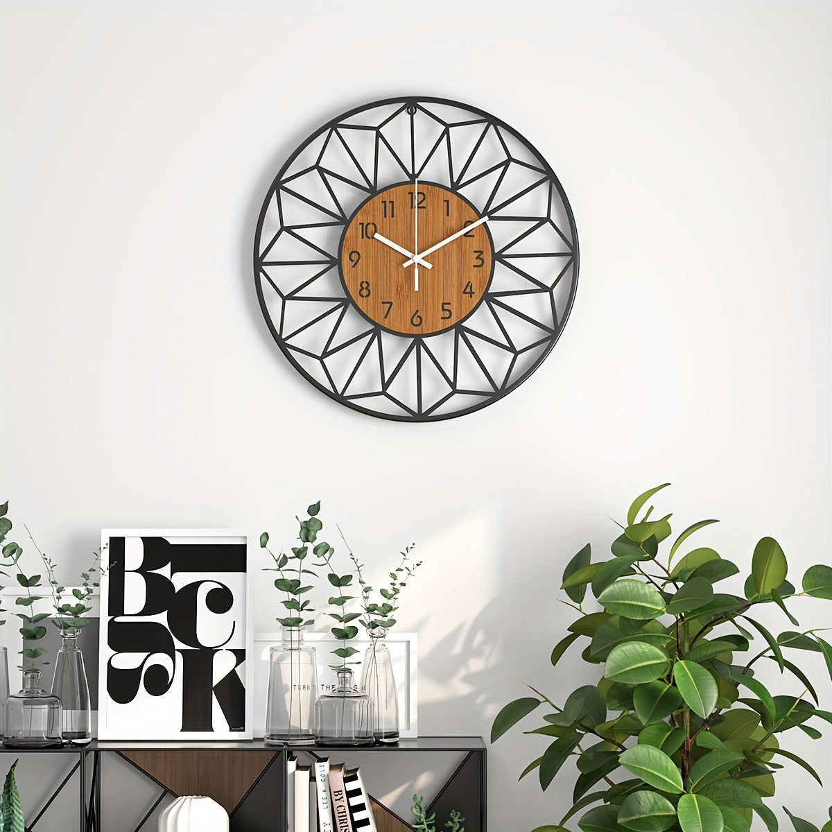 Orologio da Parete Moderno in Metallo | Design Centrale Effetto Legno