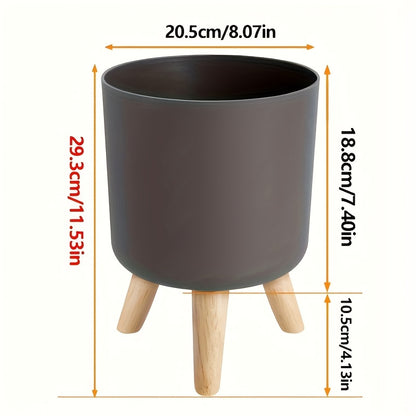Vaso Moderno Rotondo con Gambe in Legno | Vaso Decorativo per Piante da Interno e Esterno
