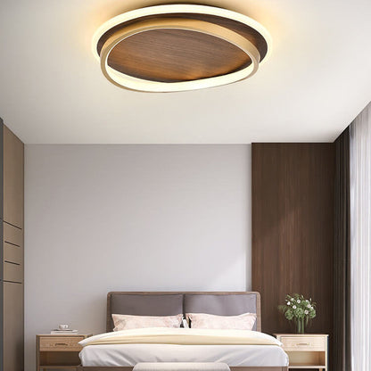 Lampada da soffitto moderna a LED | Design rotondo noce e oro
