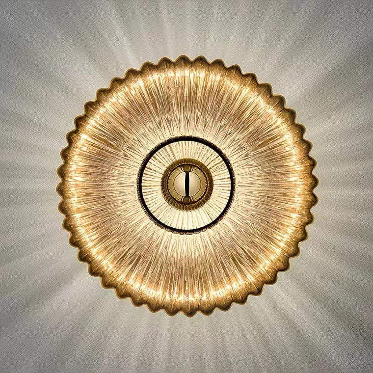 Applique da parete in vetro vintage nordico | Lampada a disco rotondo a strisce