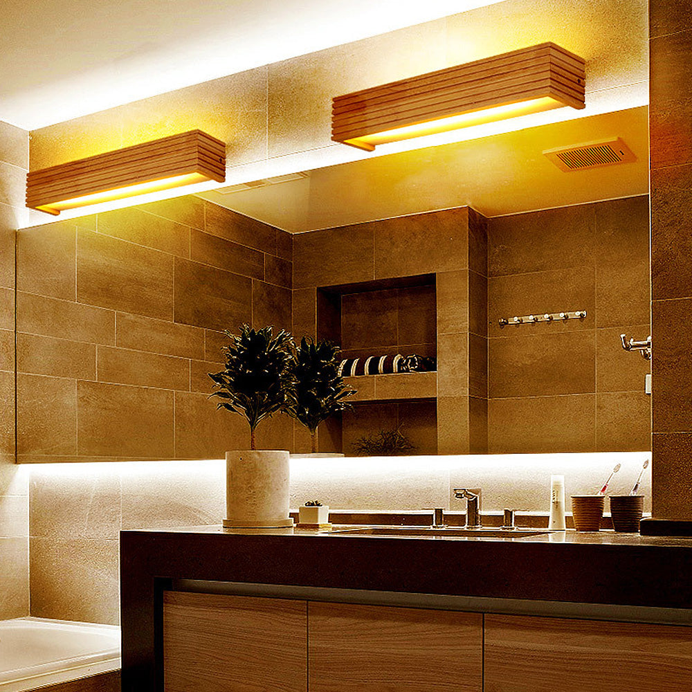 Lampă de perete LED modernă din lemn | Iluminat minimalist pentru dormitor și living
