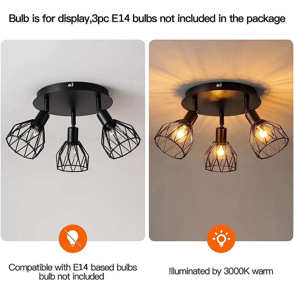 Industriel justerbar sort spotlight loftslampe | Vintage funktionalitet