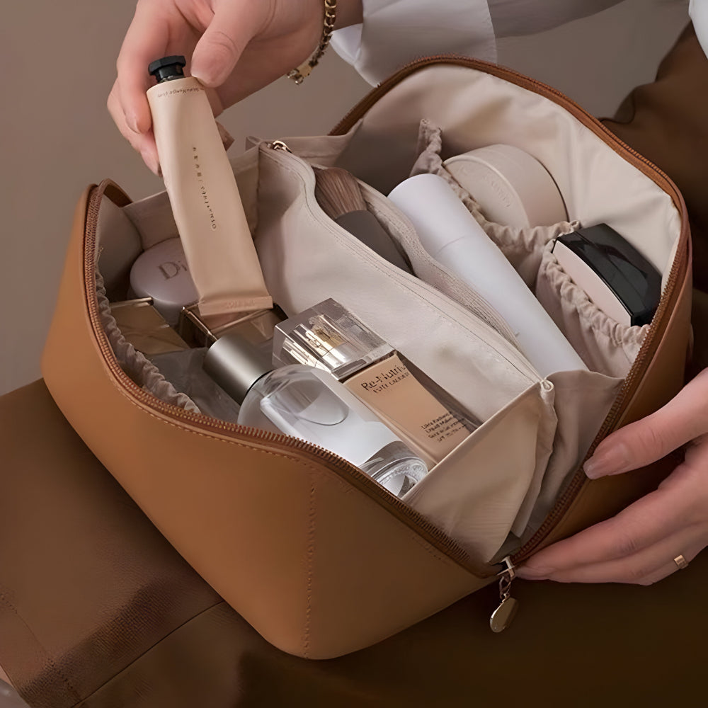 Makeup-pung Rejsearrangør PU Skal Kosmetiktaske Stor Kapacitet