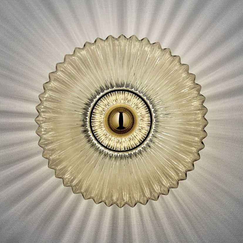 Applique da parete in vetro vintage nordico | Lampada a disco rotondo a strisce