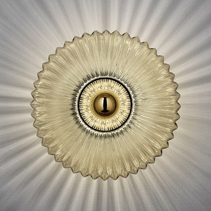 Applique da parete in vetro vintage nordico | Lampada a disco rotondo a strisce