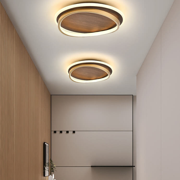 Lampada da soffitto moderna a LED | Design rotondo noce e oro