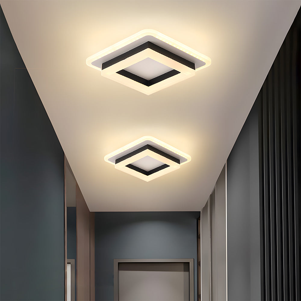 Lumină LED pătrată pentru tavan | Corp modern montat la nivelul plafonului