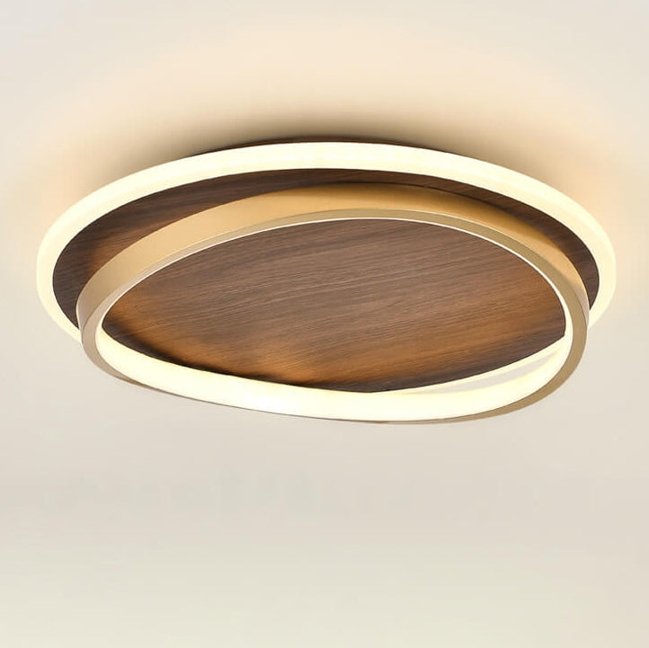Lampada da soffitto moderna a LED | Design rotondo noce e oro