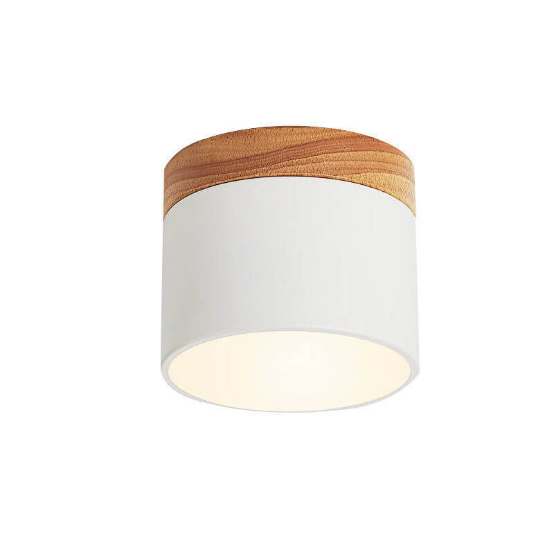 Skandinavische Macaron LED-Deckenleuchte | Holz-Akzent Aufbaustrahler