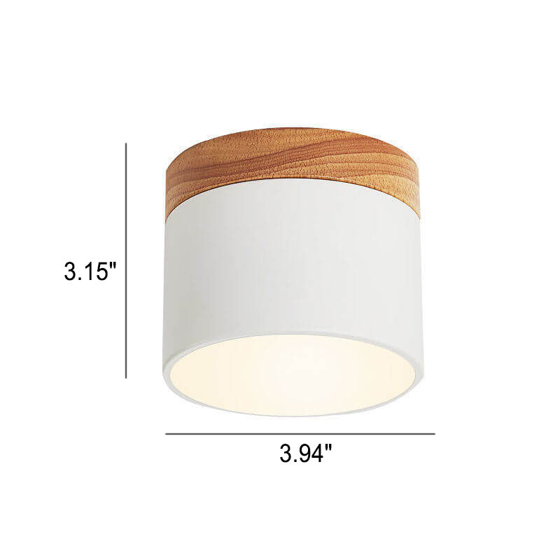 Skandinavische Macaron LED-Deckenleuchte | Holz-Akzent Aufbaustrahler