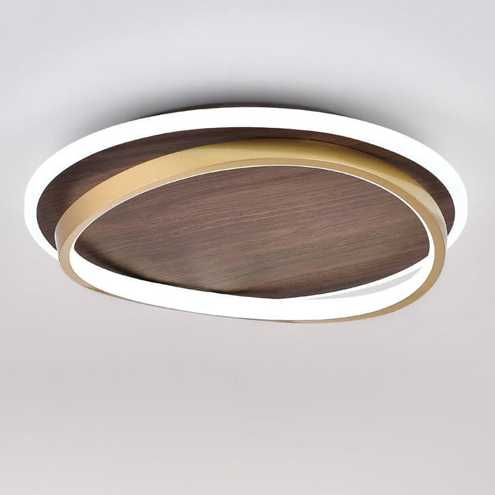 Lampada da soffitto moderna a LED | Design rotondo noce e oro