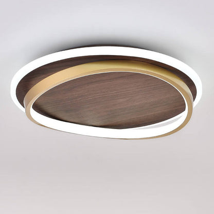 Lampada da soffitto moderna a LED | Design rotondo noce e oro