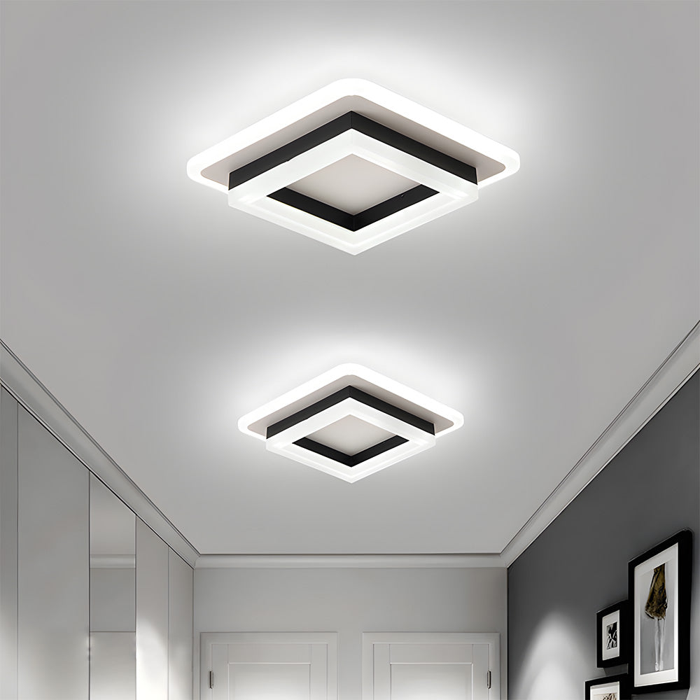 Lumină LED pătrată pentru tavan | Corp modern montat la nivelul plafonului