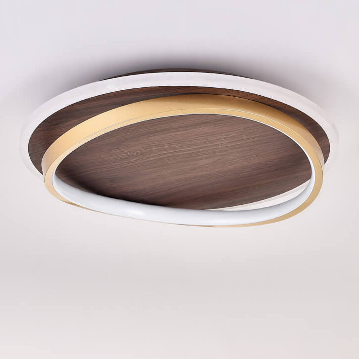 Lampada da soffitto moderna a LED | Design rotondo noce e oro