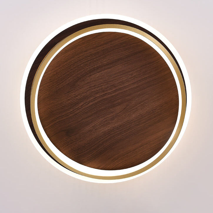 Lampada da soffitto moderna a LED | Design rotondo noce e oro