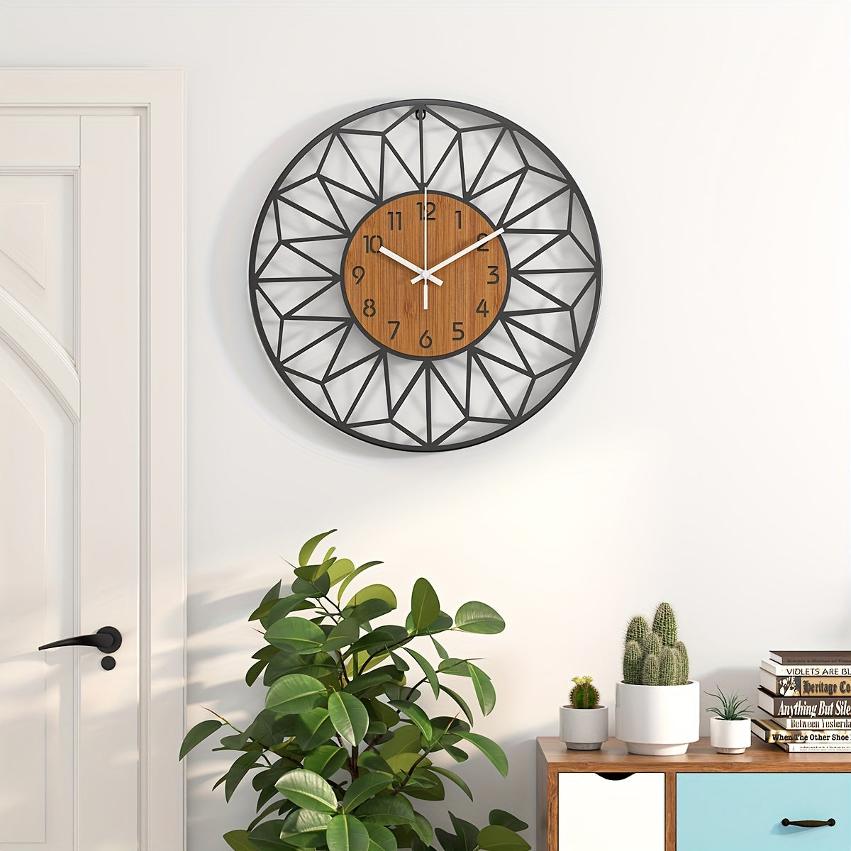 Orologio da Parete Moderno in Metallo | Design Centrale Effetto Legno