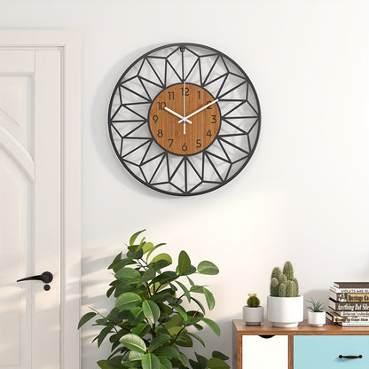 Orologio da Parete Moderno in Metallo | Design Centrale Effetto Legno