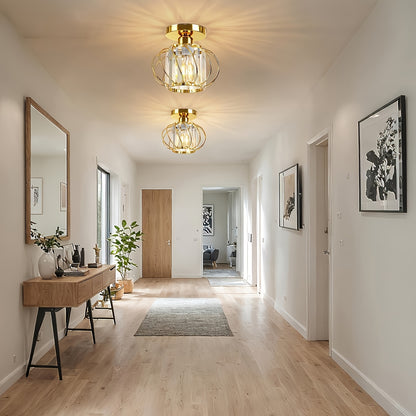 Modern Industrial Cage Ceiling Light | Elegant Semi Flush Mount Fixture