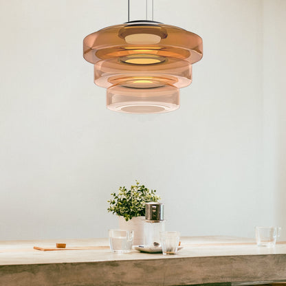 Bauhaus Glas-Pendelleuchte | Moderne geschichtete LED-Hängelampe