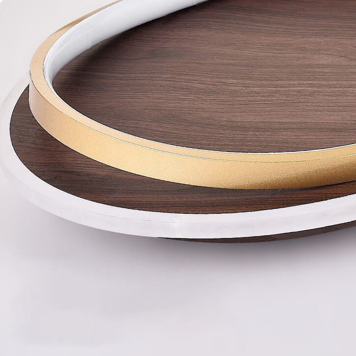 Lampada da soffitto moderna a LED | Design rotondo noce e oro